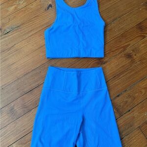 Girlfriend Collective Light Blue Activewear Short Set